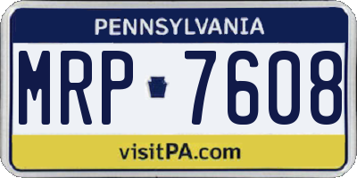 PA license plate MRP7608
