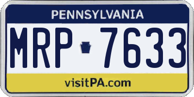PA license plate MRP7633