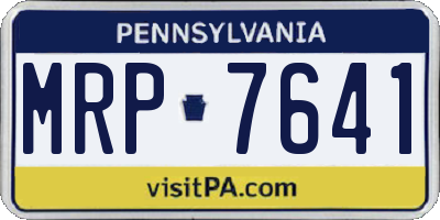 PA license plate MRP7641