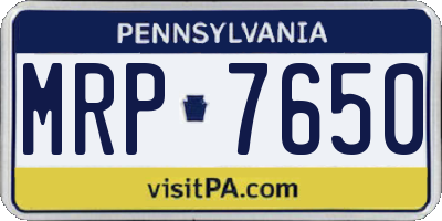 PA license plate MRP7650