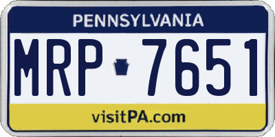 PA license plate MRP7651
