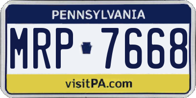 PA license plate MRP7668