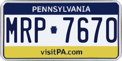 PA license plate MRP7670