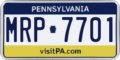 PA license plate MRP7701