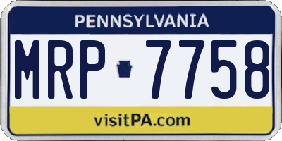 PA license plate MRP7758