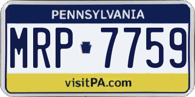 PA license plate MRP7759
