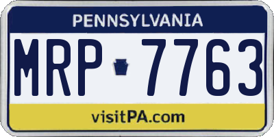 PA license plate MRP7763