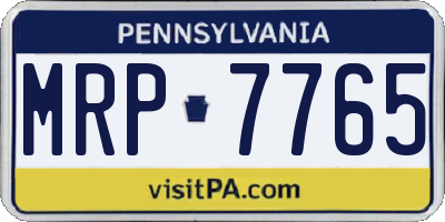 PA license plate MRP7765