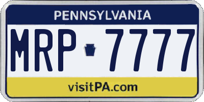 PA license plate MRP7777