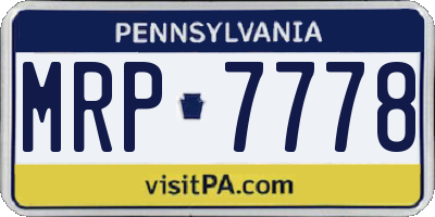 PA license plate MRP7778