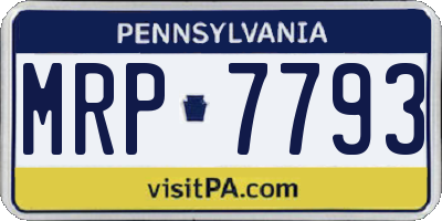 PA license plate MRP7793