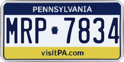 PA license plate MRP7834