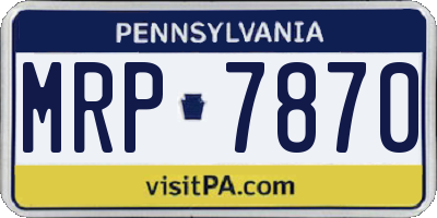 PA license plate MRP7870