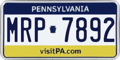 PA license plate MRP7892