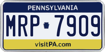 PA license plate MRP7909