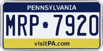 PA license plate MRP7920