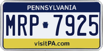 PA license plate MRP7925