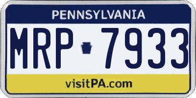 PA license plate MRP7933