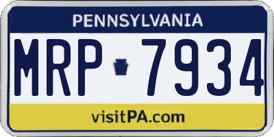 PA license plate MRP7934