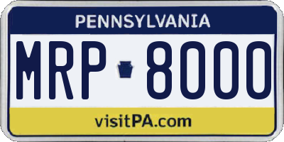 PA license plate MRP8000