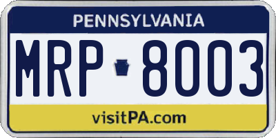 PA license plate MRP8003