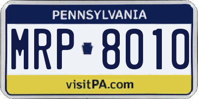 PA license plate MRP8010