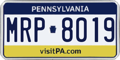 PA license plate MRP8019