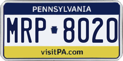 PA license plate MRP8020