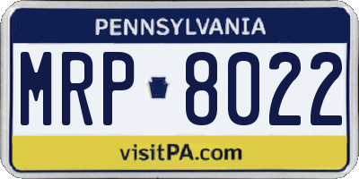PA license plate MRP8022