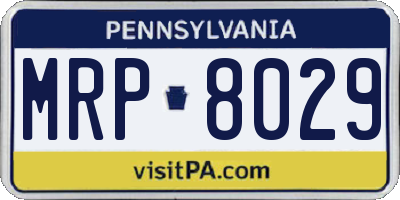 PA license plate MRP8029