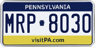 PA license plate MRP8030