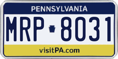 PA license plate MRP8031