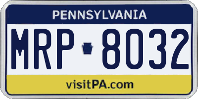 PA license plate MRP8032