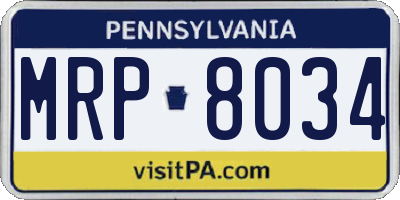 PA license plate MRP8034