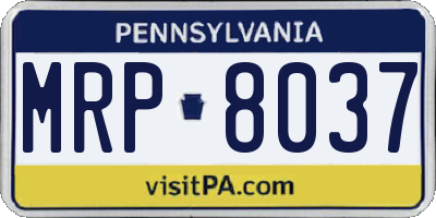 PA license plate MRP8037