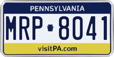 PA license plate MRP8041