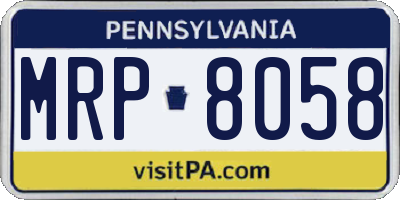 PA license plate MRP8058