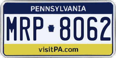 PA license plate MRP8062