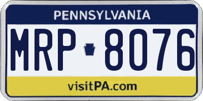 PA license plate MRP8076
