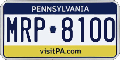PA license plate MRP8100