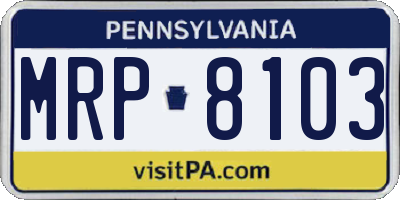 PA license plate MRP8103