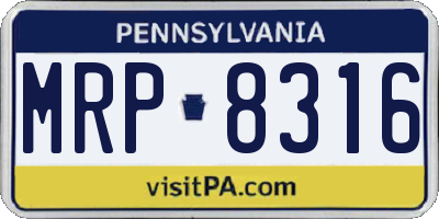 PA license plate MRP8316