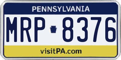 PA license plate MRP8376