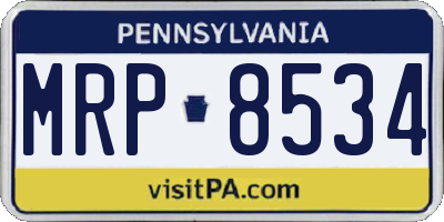 PA license plate MRP8534