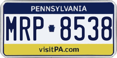 PA license plate MRP8538