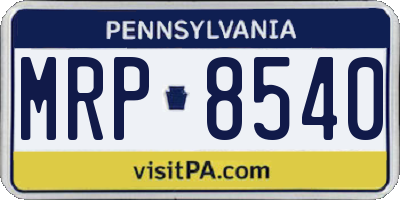 PA license plate MRP8540