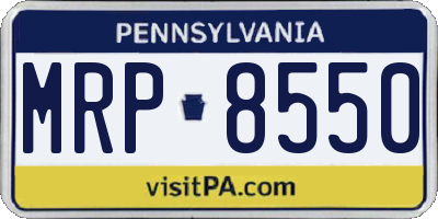 PA license plate MRP8550