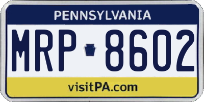 PA license plate MRP8602