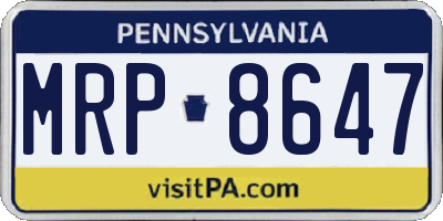 PA license plate MRP8647