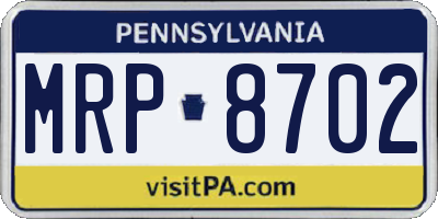 PA license plate MRP8702